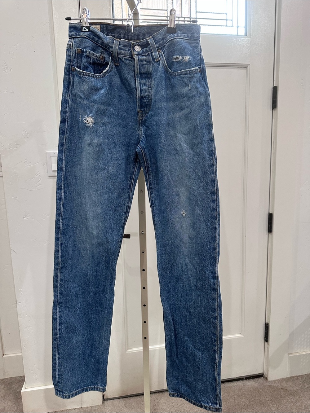 Levi's Premium 501 Women's Straight Jeans with Light Distressing
